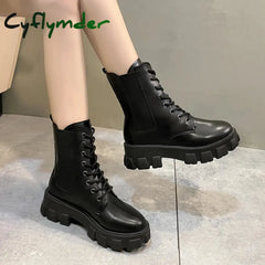 Cyflymder New Fashion Thick Sole Thick Heel Women’s Boots Large Size Women’s Shoes Black Platform Sole Small Short Boots