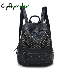 Cyflymder New Fashion Women Backpacks Washed Leather Lady Girls Travel Bags Rivet Student School