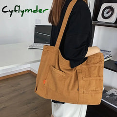 Cyflymder New Fashion Women Bag Large Capacity Casual Shoulder Bags Solid Color Daily Shopping