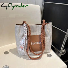 Cyflymder New Fashion Women Shoulder Bag Luxury Design Straw Woven Tote Bags Summer Casual Large