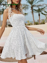 Cyflymder New Floral Suspender Split Slim Sleeveless Patry Beach Style Spaghetti Strap Dress Women