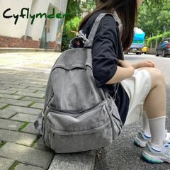 Cyflymder New Gray Denim Backpack Women’s Leisure Travel Outing Shoulder Bag Female Fashion Schoolbags Suitable For