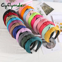 Cyflymder New Headbands For Women Girls Knotted Hair Band Solid Color Hairband Simple Hoop Retro