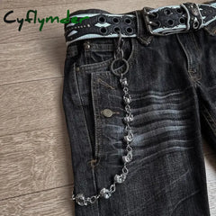 Cyflymder New High Waist Harajuku Loose Embroidered Women Jeans with Rock Punk Style Y2K Micro La Retro Wide Leg Pants