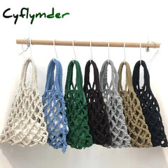 Cyflymder New Korean Brand Cute Women’s Girl Cotton Knitting Woven Mesh Hollow Vegetable Basket