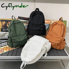 Cyflymder New Korean Large Capacity Canvas Backpacks Women Kawaii Students Preppy Bag For Teenage