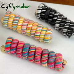 Cyflymder New Korean Spiral Hair Ties High Elastic Telephone Cord Braid Hair Band Women Girls No Crease Ponytail Holder