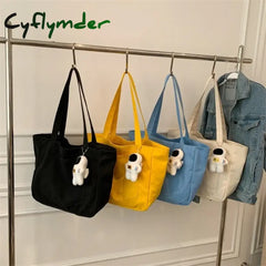 Cyflymder New Large Capacity Canvas Women’s Handbag Cute Female Shoulder Bags Travel Totes Purse