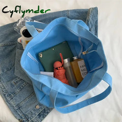 Cyflymder New Large Capacity Canvas Women’s Handbag Cute Female Shoulder Bags Travel Totes Purse