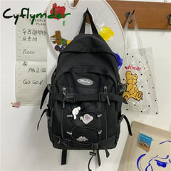 Cyflymder New Large Capacity Drawstring Women Backpack Female Multi-Pocket Waterproof Nylon Book