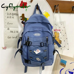 Cyflymder New Large Capacity Drawstring Women Backpack Female Multi-Pocket Waterproof Nylon Book