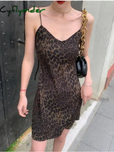 New Leopard Print Sling Maxi Dress Women Summer Elegant Backless Sleeveless Slip Long Dress Female Sexy Party Vestidos Dresses