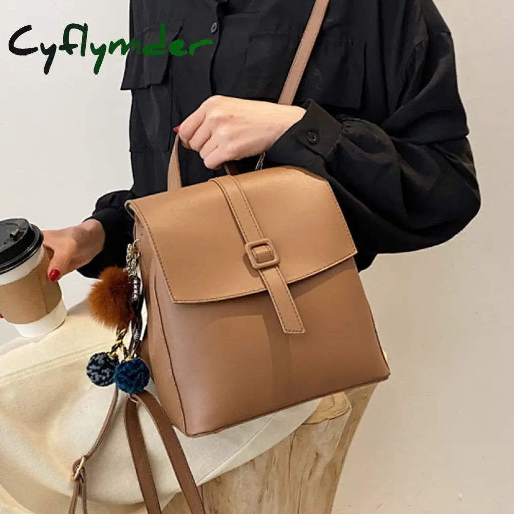 Cyflymder New Multifunction Backpack Women Leather Backpacks Small School Bags For Teenage Girls