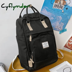 Cyflymder New Nylon Women Backpack Female Contrast Color Ring Buckle Portable Travel Bag Cute