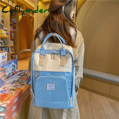 Cyflymder New Nylon Women Backpack Female Contrast Color Ring Buckle Portable Travel Bag Cute