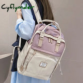 Cyflymder New Nylon Women Backpack Female Contrast Color Ring Buckle Portable Travel Bag Cute