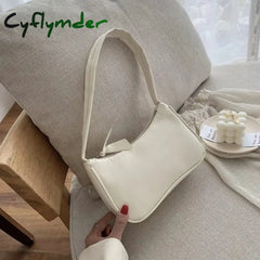 Cyflymder New Pu Leather Women’s Handbags Solid Color Underarm Bag Fashion Armpit Shoulder Simple