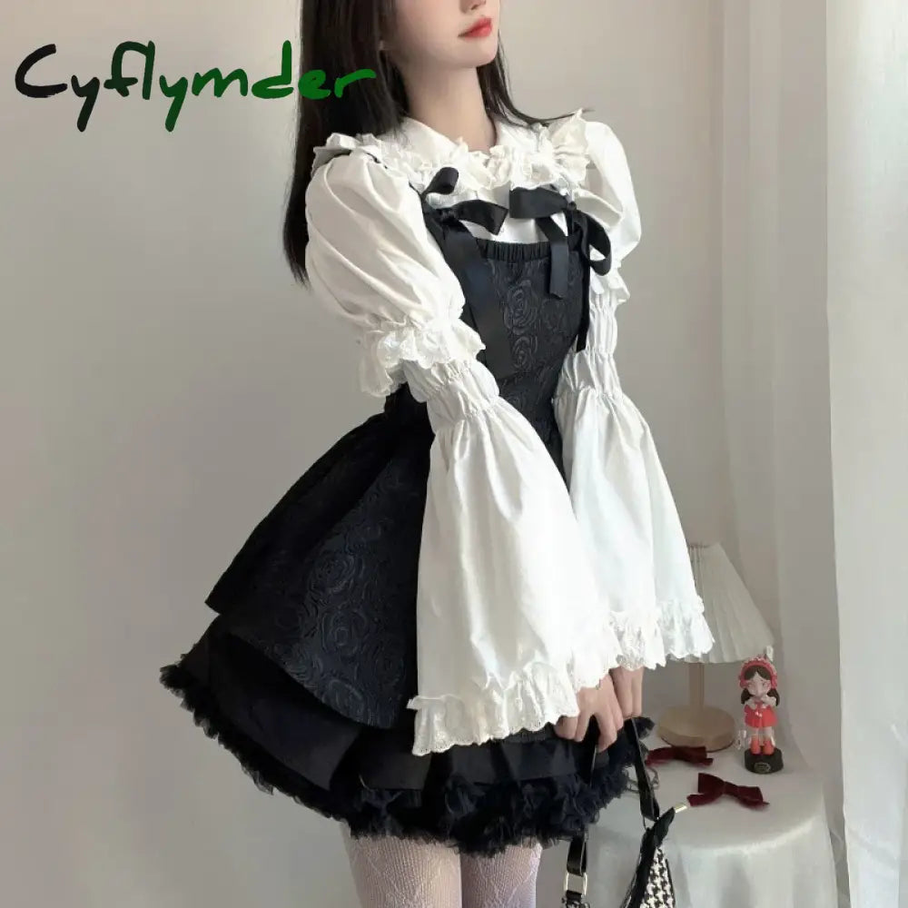 New Removable Flare Sleeves Shirts White Ruffle Women Gothic Fairy Aesthetic Doll Collar Tops Y2K Harajuku Lolita Blouses