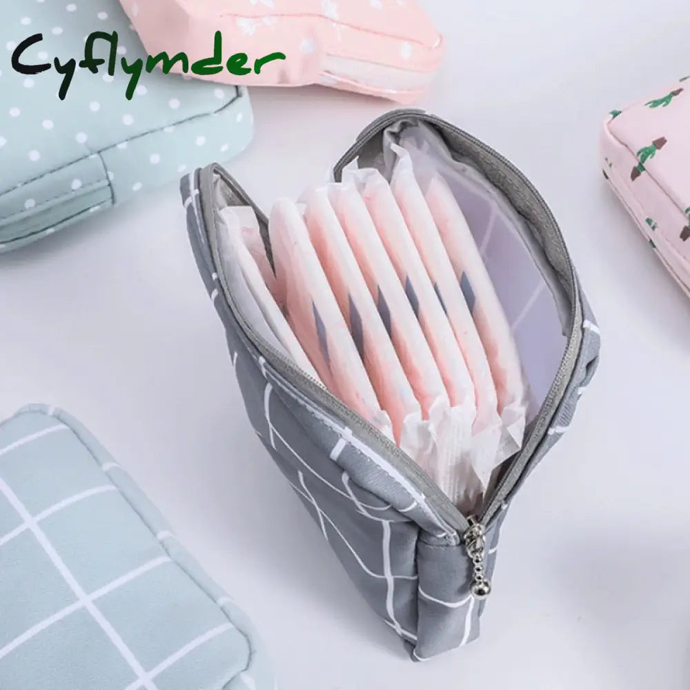 Cyflymder New Sanitary Pad Pouch Mini Folding Women Cute Bag For Gaskets Napkin Towel Storage Bags