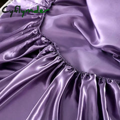 Cyflymder New Satin Fitted Sheet European Style Rayon Mattress Cover Elastic Band Bed Sheet King 140x200 160x200 No
