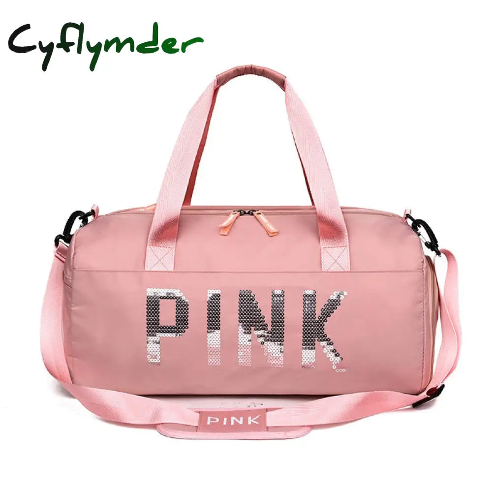 Cyflymder New Sequins Pink Gym Bag Women Shoe Compartment Waterproof Sport Bags For Fitness