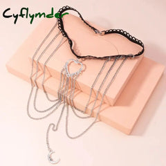 Cyflymder New Sexy Multilayer Tassel Pearl Clip Bead Leg Chain For Women Simple Adjustable Elastic