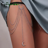 Cyflymder New Sexy Multilayer Tassel Pearl Clip Bead Leg Chain For Women Simple Adjustable Elastic