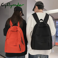 Cyflymder New Solid Color Large Backpack Young Girls Men Korean Style Kawaii School Bag Shoulder