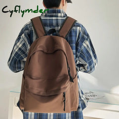 Cyflymder New Solid Color Large Backpack Young Girls Men Korean Style Kawaii School Bag Shoulder