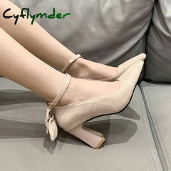 Cyflymder New Spring Autumn Shallow Pointed Toe Single Shoes Women’s Fashionable Fresh French Style Women’s Fine Heeled