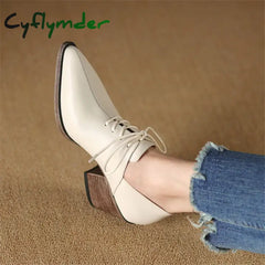 Cyflymder New Spring Genuine Leather Women Shoes Pointed Toe Pumps Fashion High Heel Loafers For