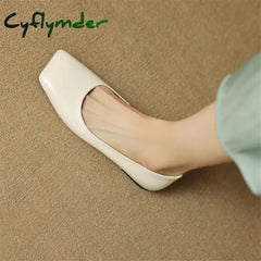 Cyflymder New Spring Sheepskin Women Shoes Square Toe Pumps Ballet For Zapatos De Mujer Concise Low
