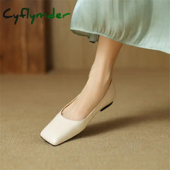 Cyflymder New Spring Sheepskin Women Shoes Square Toe Pumps Ballet For Zapatos De Mujer Concise Low