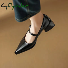 Cyflymder New Spring Split Leather Women Shoes Pointed Toe Pumps Fashion Retro Mary Jane For High