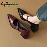 New Spring Split Leather Women Shoes Pointed Toe Women Pumps Fashion Retro Mary Jane Shoes for Women High Heels Ladies Shoes