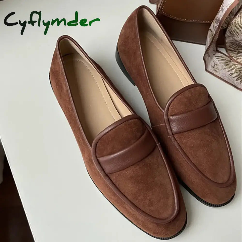 New Spring Suede Leather Women Shoes Casual Slip-On Loafers Comfortable Simple Shoes Round Toe Shoes Woman Zapatos De Mujer