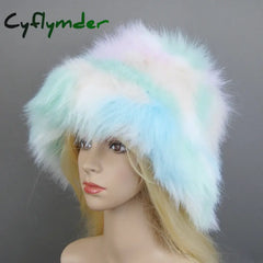 Cyflymder New Style Brand Fake Fox Fur Hats Super Soft Women Winter Hat Cotton Lining Warm Russian Fashion Ski Beanies