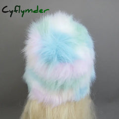 Cyflymder New Style Brand Fake Fox Fur Hats Super Soft Women Winter Hat Cotton Lining Warm Russian Fashion Ski Beanies