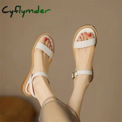 Cyflymder New Summer Sandals Women Shoes Open Toe Chunky Heels For Handmade Versatile Low Heel