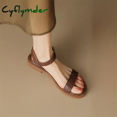 Cyflymder New Summer Sandals Women Shoes Open Toe Chunky Heels For Handmade Versatile Low Heel