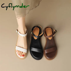 Cyflymder New Summer Sandals Women Shoes Open Toe Chunky Heels For Handmade Versatile Low Heel