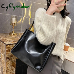 Cyflymder New Trendy Tote Bag Simple Temperament Western Style Large Capacity Shoulder Casual