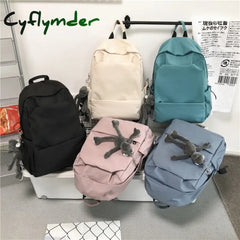 Cyflymder New Waterproof Nylon Women Backpack Solid Color School For Teenager Girls Boys Female