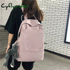Cyflymder New Waterproof Nylon Women Backpack Solid Color School For Teenager Girls Boys Female
