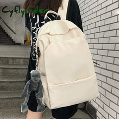 Cyflymder New Waterproof Nylon Women Backpack Solid Color School For Teenager Girls Boys Female