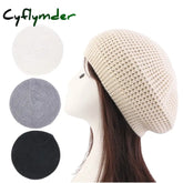 Cyflymder New Winter Women’s Knit Beret Cap Vintage Female Autumn Hats Casual Elastic Solid Color Ladies Elastic Artist