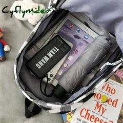 Cyflymder New Women Backpack Female Cool Nylon Travel Bag Fashion Plaid Portable Cute Schoolbag