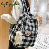 Cyflymder New Women Backpack Female Cool Nylon Travel Bag Fashion Plaid Portable Cute Schoolbag