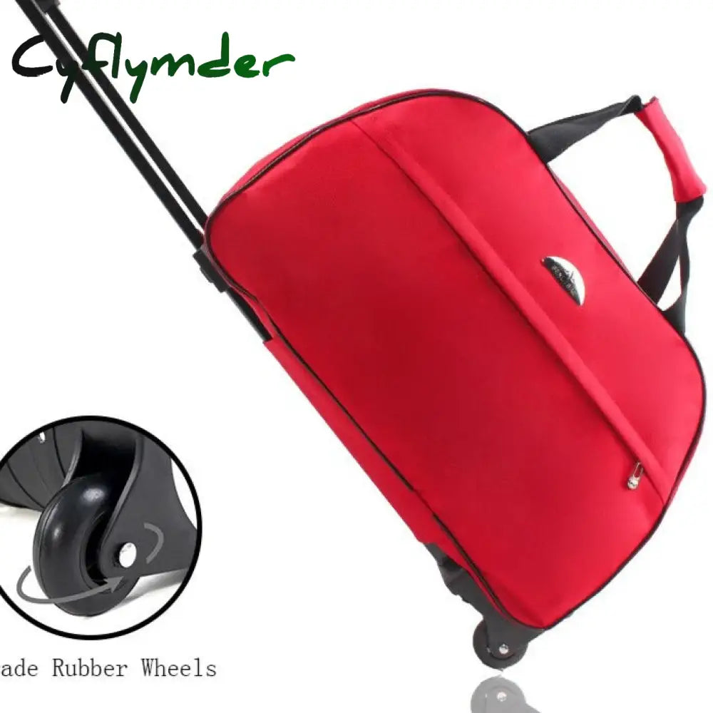 Cyflymder New Women Men Travel Bag On Wheels Rolling Luggage Trolley Duffle Carry-On With Pull Rod