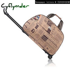 Cyflymder New Women Men Travel Bag On Wheels Rolling Luggage Trolley Duffle Carry-On With Pull Rod
